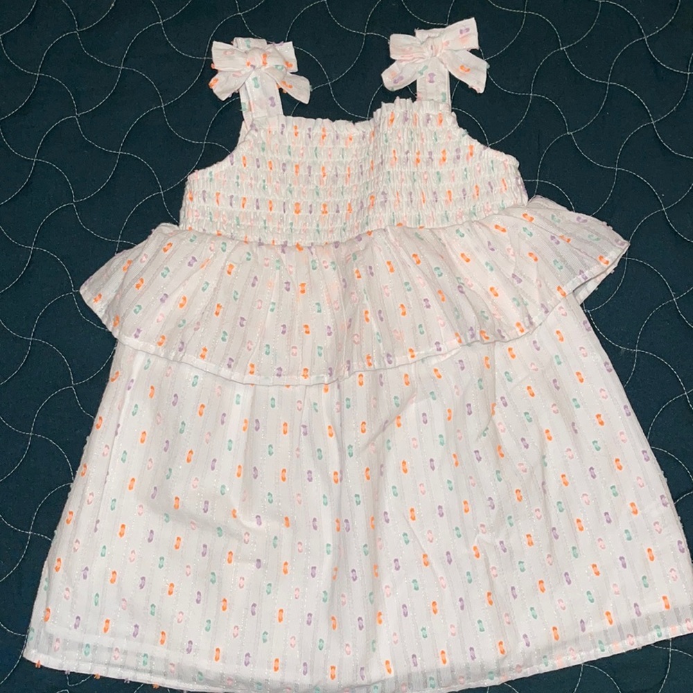 White flutter dress with silver and color details size 4t